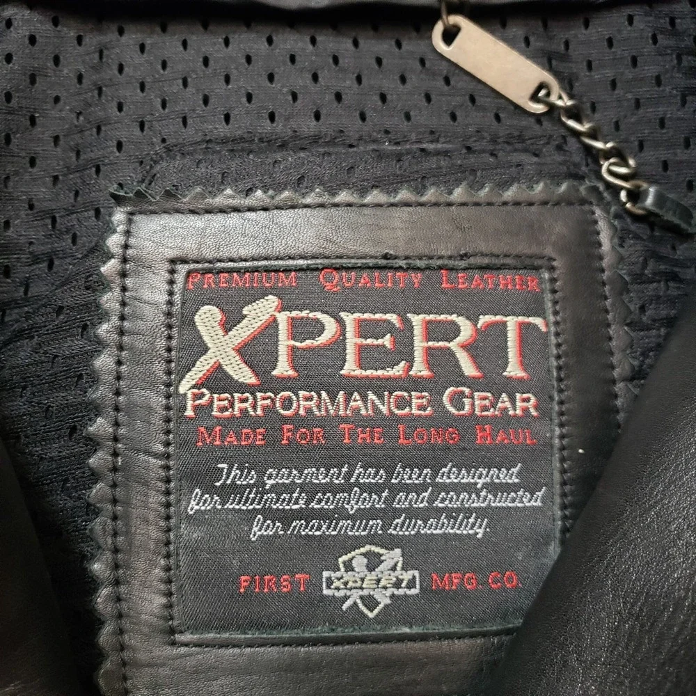 Xpert Performance Gear Jacket Mens Small Black Leather Full‎ Zip
